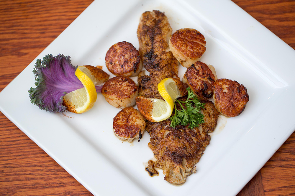 Fresh seafood - including scallops - served at The Pointe restaurant at Lake Gaston